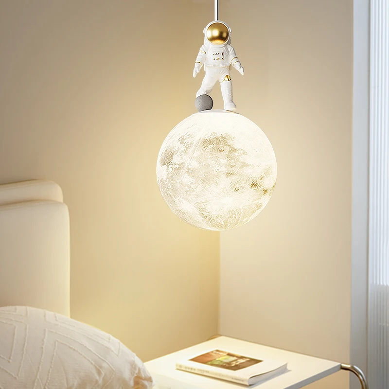 Inimalist modern tv background wall light lunar astronaut children s room light bedroom thumb200