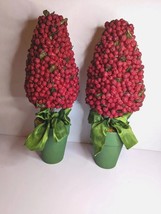 Holiday Christmas Luxury Topiary Red Berry Tree Barbie Core Green Cerami... - $49.88