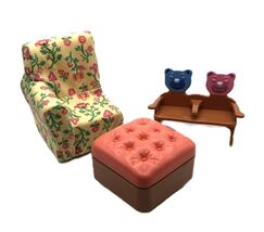 Fisher Price Loving Family Family Room Sofa Half, Twins Chair and Ottoman - $8.95