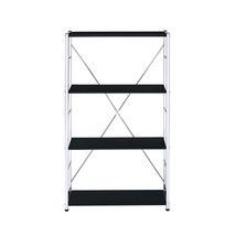 42&quot; Black and Silver Metal Four Tier Etagere Bookcase - $192.06