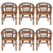 Outdoor Chairs 6 pcs Natural Rattan Brown - £638.60 GBP