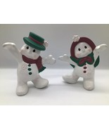 Vintage Snowman Figurine Pair Christmas Holiday Decor 7&quot; MB 1997 - $454.54 MXN