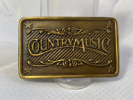 Vtg Indiana Metal Craft COUNTRY MUSIC Belt Buckle 1.75&quot; Loop Goldtone Brass - £23.66 GBP