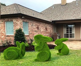 Outdoor Animal Small Rabbits Topiary Green Figures Covered in Artificial Grass L - £491.76 GBP