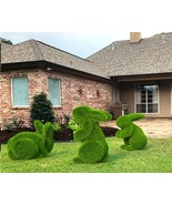 Outdoor Animal Small Rabbits Topiary Green Figures Covered in Artificial... - $610.00