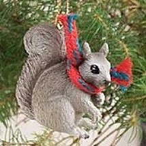 Small Animal Wildlife GRAY SQUIRREL Miniature Resin Xmas Tiny Ornament - $11.99