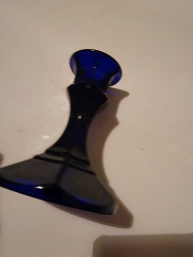Primary image for Carrin Mid Century Modern Deep Cobalt Blue Glass Candlestick Holders 4"