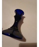 Carrin Mid Century Modern Deep Cobalt Blue Glass Candlestick Holders 4&quot; - £24.77 GBP