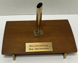 Vintage Sheaffers Wooden Desk Single Pen Holder Engraved Plate 7 x 4.5 - £49.48 GBP