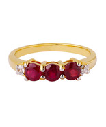 1.25 cttw Ruby 925 sterling silver gold plated ring - £23.10 GBP