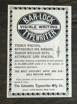 Vintage 1895 Bar-Lock Visible Writing Typewriter Columbia MFG Original Ad 1021 B - £5.25 GBP