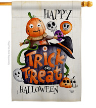 Trick Or Treat Day House Flag Halloween 28 X40 Double-Sided Banner - £29.73 GBP