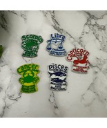 Vintage Zodiac Fridge Magnets Lot of 5 Small Rubber Pisces Cancer Libra ... - $17.81