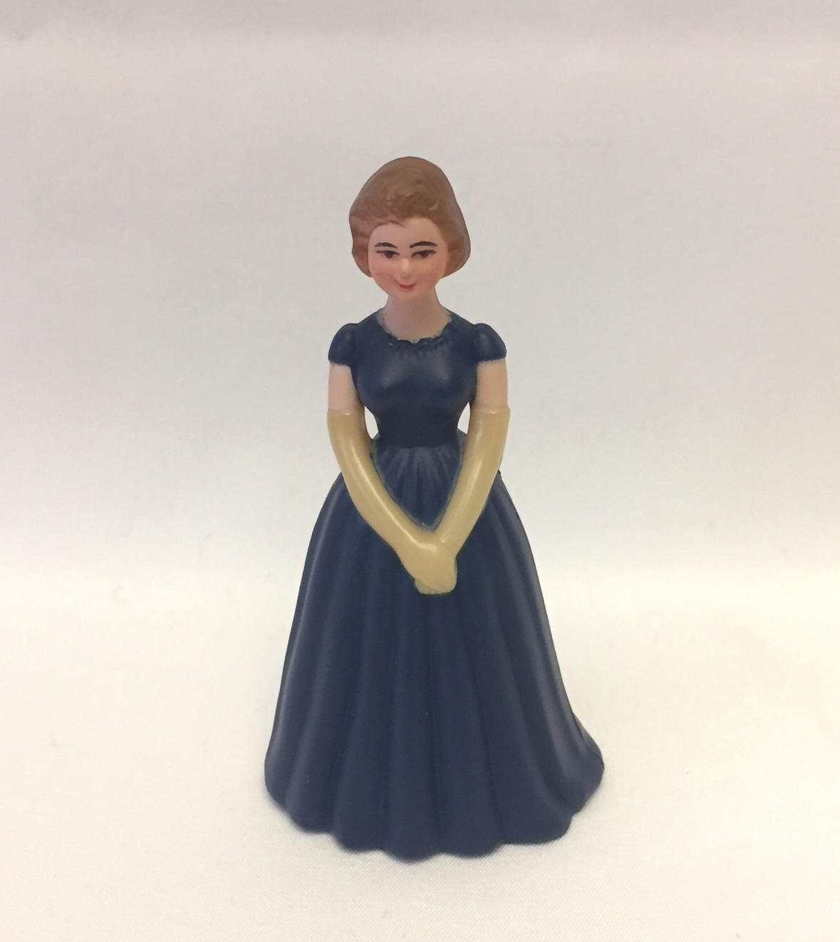 Vintage cake topper woman in blue dress bridesmaid plastic decoration Ho... - $3.00