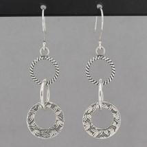 Retired Silpada TRIPLE THREAT Textured Sterling Circles Dangle Earrings ... - £27.50 GBP