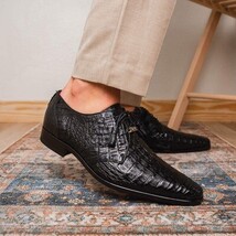 Lacio Genuine Caiman Crocodile Dress Derby's Shoes Black image 11