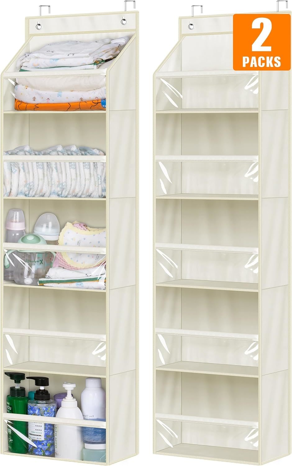 Aooda 2 Pack Over The Door Organizer, Large Capacity Closet Door, Light ... - $37.95