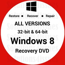 WINDOWS 8 Enterprise 32/64 Bit Recovery Reinstall Boot Restore DVD Disc ... - $14.99
