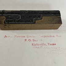 Vintage Printing Block Jasper Newton Electric Cooperative Kirbyville TX - £13.46 GBP