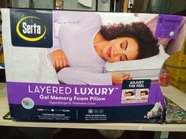 Serta Standard 17inx24inx6in Layered Luxury Gel Memory Foam Pillow 269ep - £19.87 GBP