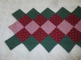 Unused REVERSIBLE CHRISTMAS HOLIDAY Red &amp; Green PATCHWORK RUNNER - 14&quot; x... - $11.88