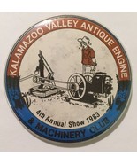 1983 Kalamazoo Valley Old Engine &amp; Machinery Club Pin back Button Michigan - $3.88 CAD