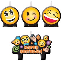 Emoji LOL Birthday Candles 4 Piece Molded Set Party Cake Decorations New - £3.09 GBP