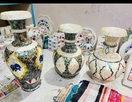 21&quot; three pcs Marble Flower Vase Pot mop inlay shell Home Decor Arts col... - $7,920.00