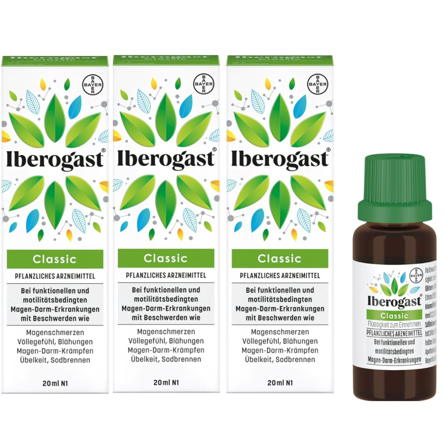 3 PACK Iberogast drops for stomach pain, cramps, nervous stomach 20 ml, Bayer - $45.99