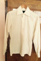 Yves Saint Laurent Pale Yellow Shirt  white pinstripe SZ 14.5 Made France - £30.53 GBP