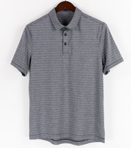 Lululemon Evolution Polo Shirt Mens Small Blue Striped Short Sleeve - $32.24