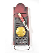 Wood Metal Grater Potato Peeler Rustic Primitive Farmhouse Kitchen Wall ... - $27.71