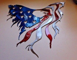 Eagle and Flag Metal Wall Art 24&quot;  Red White &amp; Blue - $99.73