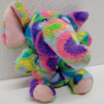 Adventure Planet Elephant Baby Rattle Plush Stuffed Toy Rainbow Neon Tie-Dye - £9.24 GBP