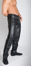 Genuine Lace Up Track Biker Stylish Black Designer Lambskin Leather Pant... - £87.06 GBP+