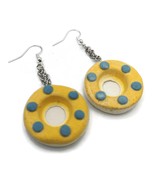 Round Geometric Cool Dangle Earrings For Women Ceramic Statement Artisan... - £30.55 GBP