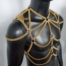 Rave Man Gold Body Chain Harness, Body Chain Harness, Punk Burning Man S... - $100.00