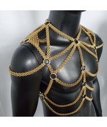 Rave Man Gold Body Chain Harness, Body Chain Harness, Punk Burning Man S... - $100.00