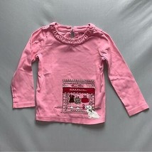 Gymboree Pink Paris Dog Girl’s 5 Long Ruched Sleeve Gem Top Shirt Blouse... - $11.88