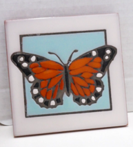 Mag Mor Christine Fitzgerald Butterfly Art Tile Wall Hanging Hot Plate Coaster - £19.97 GBP