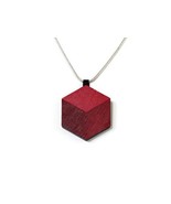 Handmade Wooden Pendant Necklace with Cube Effect, Italian Design Jewelr... - $786.24 MXN