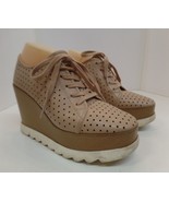 Steve Madden Unfazed Wedge Tan Perforated Leather Platform Lace Up Shoes... - £19.47 GBP