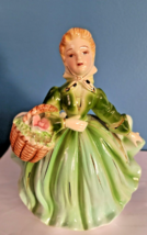 Vtg Lefton Lady Planter Green Dress Ceramic Figurine Japan Enterprise Exclusives - £14.76 GBP