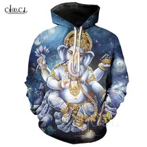 Lord Ganesha Hoodie Hindu Elephant-headed God 3D Print Short Sleeve Men/Women Ho - £124.40 GBP
