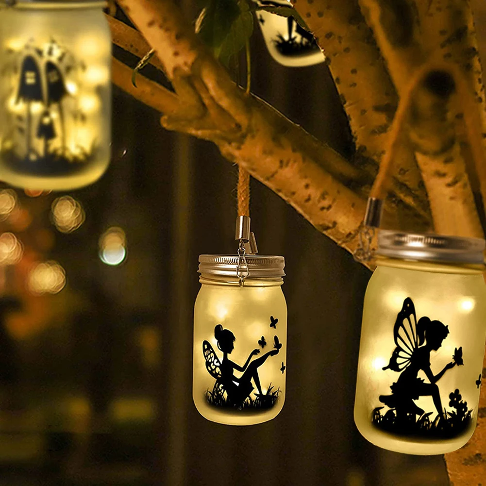 Solar Fairy Lantern Outdoor, 1/2PCS Hanging Frosted Gl Mason Jar Fairy Lights So - £77.55 GBP