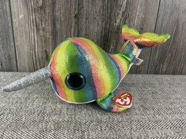 TY Beanie Boos 9” NORI Narwhal Rainbow Plush Unicorn Whale Stuffed Anima... - $11.88