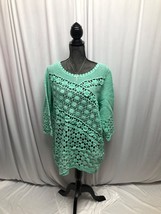 Roamans Mint Green Crochet Knit Tunic Womens Size Large 18-20 Cotton Top - £18.88 GBP