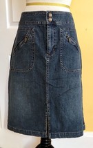 LAUREN JEANS CO. Medium Blue Wash Denim Skirt w/ Zip Patch Pockets (16W)... - $19.50