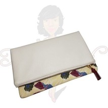 Rachel Pally Womens Tan Floral Reversible Folded Clutch Purse Tassel Zip Handbag - £21.71 GBP