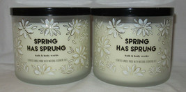 Bath &amp; Body Works 3-wick Scented Candle Lot Set of 2 SPRING HAS SPRUNG ess. oils - £51.95 GBP